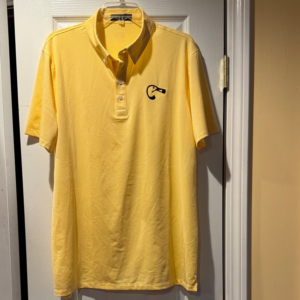 G/FORE Yellow Button-Down Golf Polo with Embroidered Logo